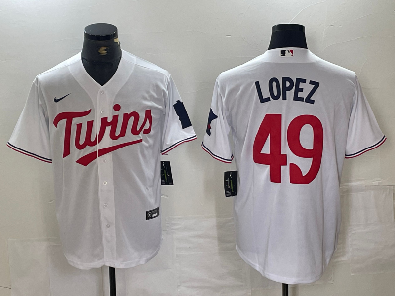 Men's Minnesota Twins Pablo Lopez #49 White Home Jersey